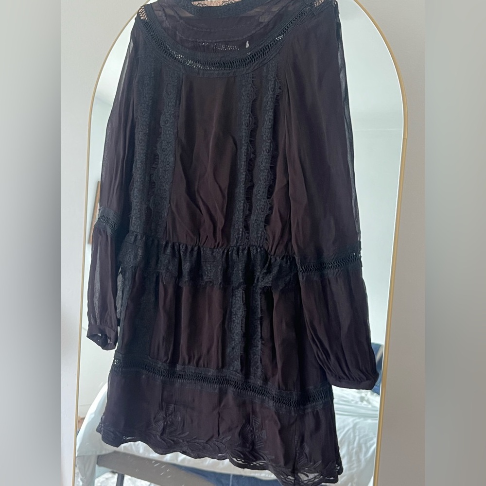 Black Boho Lace Mini Dress – H&M, Size 2